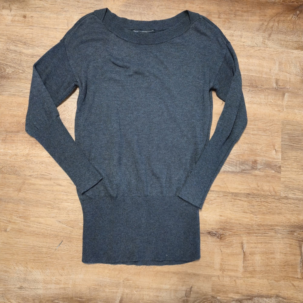White House Black Market Gray Tunic Sweater Wool Blend Extra Small